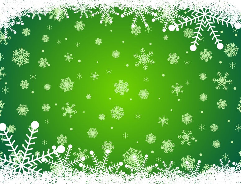 With Snowflakes Green Christmas Template