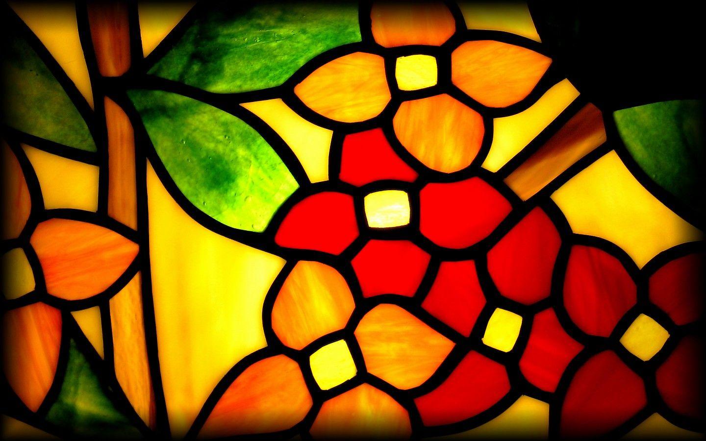 Yellow Red and Green Stained Glass